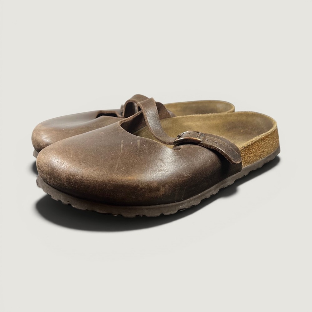 Birki's Mary Jane Clogs Women 38 US 7 Brown Leather Buckle Strap Birkenstock